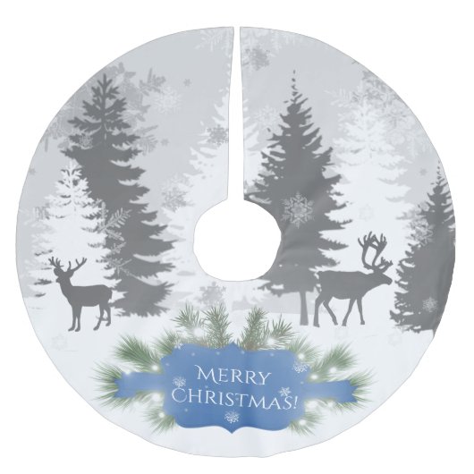 Winter Wonderland Tree Skirt - Blauw Kerstboom Rok (Voorkant)