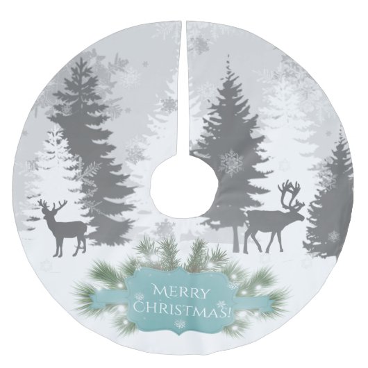 Winter Wonderland Tree Skirt - Blauwgroen Kerstboom Rok (Voorkant)