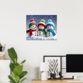 Winter Wonderland Trio 3D Sneeuwmannen Poster (Thuiskantoor)