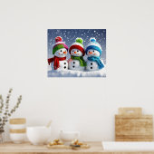 Winter Wonderland Trio 3D Sneeuwmannen Poster (Keuken)