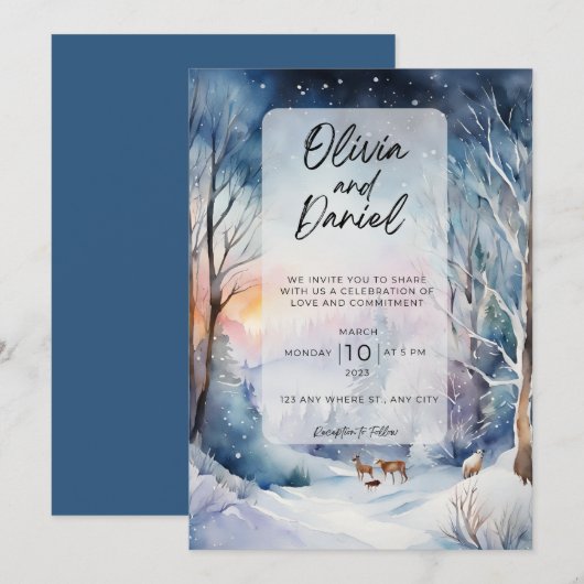 Winter Wonderland Trouwkaart Kaart (Voorkant / Achterkant)
