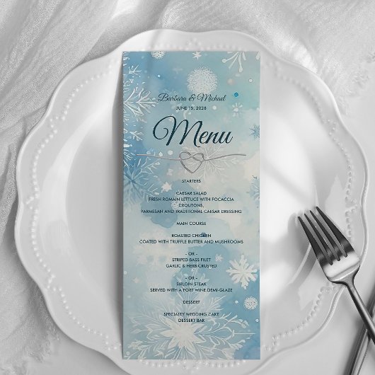 Winter Wonderland Trouwmenu Kaart