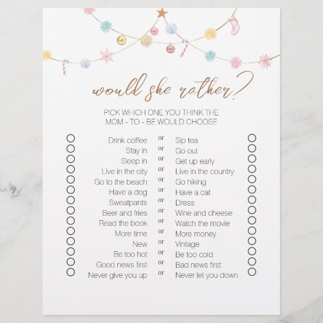 Winter Wonderland Two-Side Bingo Baby shower Spell (Voorkant)