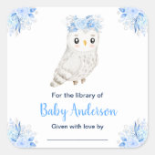 Winter Wonderland Uil Baby shower Bookplate Vierkante Sticker (Voorkant)