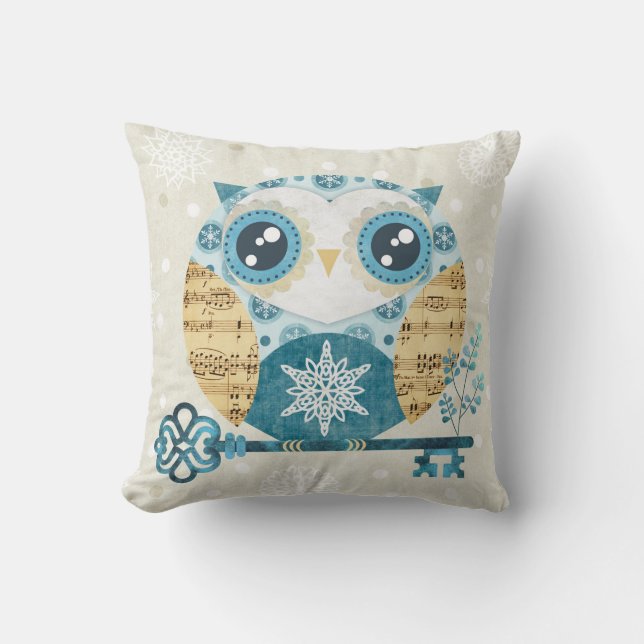 Winter Wonderland Uil Kussen (Voorkant)
