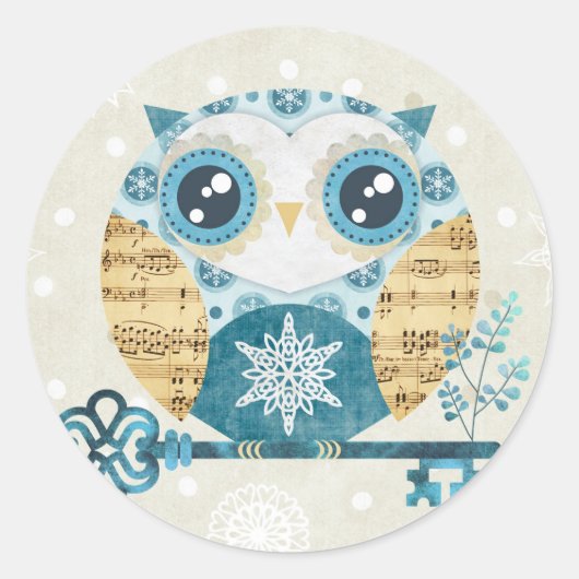 Winter Wonderland Uil Stickers (Voorkant)