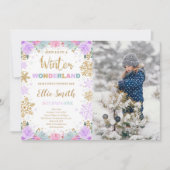Winter Wonderland uitnodiging met foto (Voorkant)