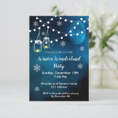 Winter wonderland uitnodiging nacht blauwe maan (Staand voorkant)