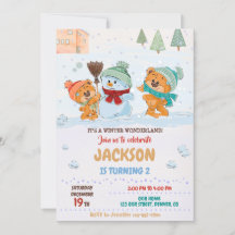 Winter wonderland uitnodiging Teddy beer jarig