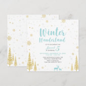 Winter Wonderland - Uitnodiging voor kinderverjaar (Voorkant / Achterkant)