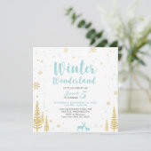Winter Wonderland - Uitnodiging voor kinderverjaar (Staand voorkant)