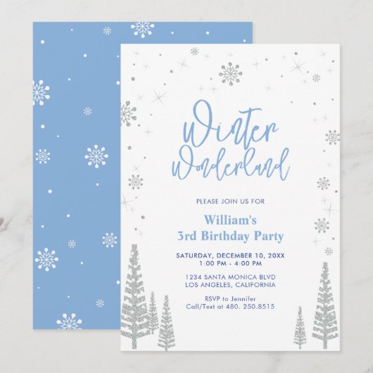 Winter Wonderland - Uitnodiging voor Silver Boy Bi (Voorkant / Achterkant)