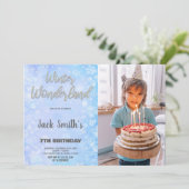 Winter Wonderland Uitnodigingen Blauw Zilver Foto (Staand voorkant)