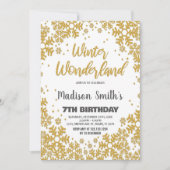 Winter Wonderland Uitnodigingen Gouden Glitter (Voorkant)