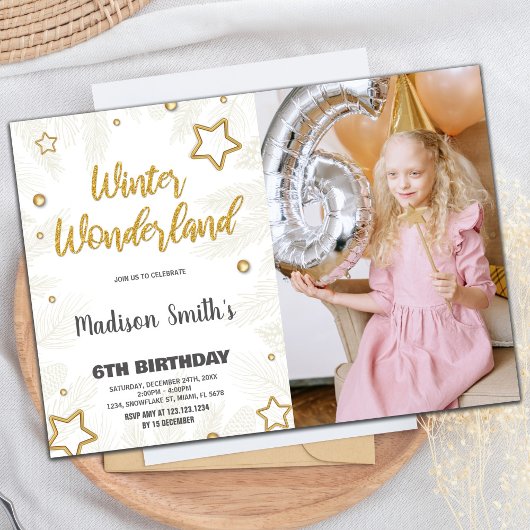 Winter Wonderland Uitnodigingen Star Gold Foto