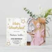 Winter Wonderland Uitnodigingen Star Gold Foto (Staand voorkant)