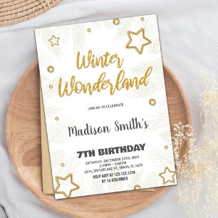 Winter Wonderland Uitnodigingen Star Gold Glitter