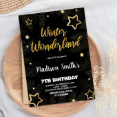 Winter Wonderland Uitnodigingen Star Gold Zwart