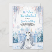 Winter Wonderland Unicorn Birthday  Kaart (Voorkant)
