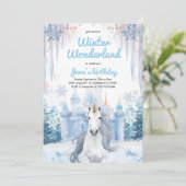 Winter Wonderland Unicorn Birthday  Kaart (Staand voorkant)