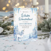Winter Wonderland Unicorn Birthday Kaart