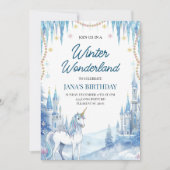 Winter Wonderland Unicorn Birthday Kaart (Voorkant)