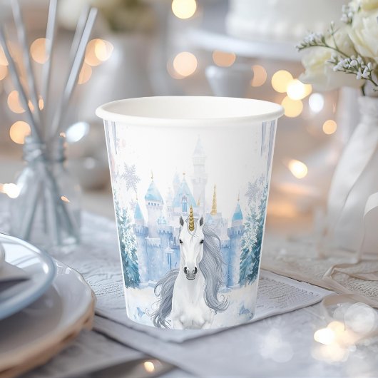 Winter Wonderland Unicorn| Magical Snow Papieren Bekers