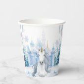 Winter Wonderland Unicorn| Magical Snow Papieren Bekers (Voorkant)