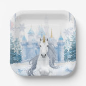 Winter Wonderland Unicorn Magical `Snow Papieren Bordje (Voorkant)