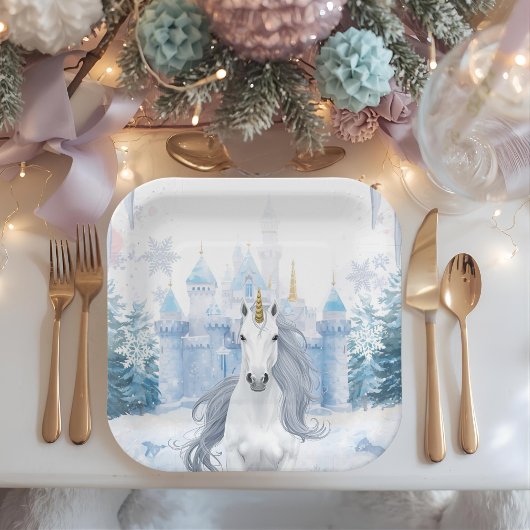 Winter Wonderland Unicorn Magical `Snow Papieren Bordje