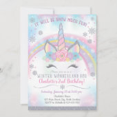 Winter Wonderland Unicorn Verjaardag Uitnodiging (Voorkant)