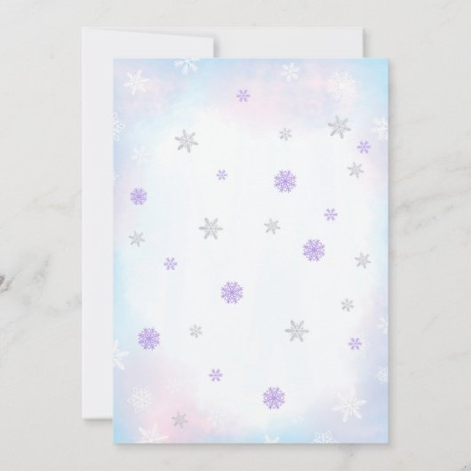 Winter Wonderland Unicorn Verjaardag Uitnodiging (Achterkant)