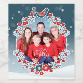 Winter Wonderland Uw foto Kerstkrans Sneeuw Wijn Etiket (Enkel label)