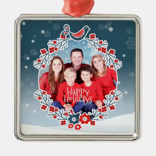 Winter Wonderland Uw foto Kerstmis Metalen Ornament (Voorkant)