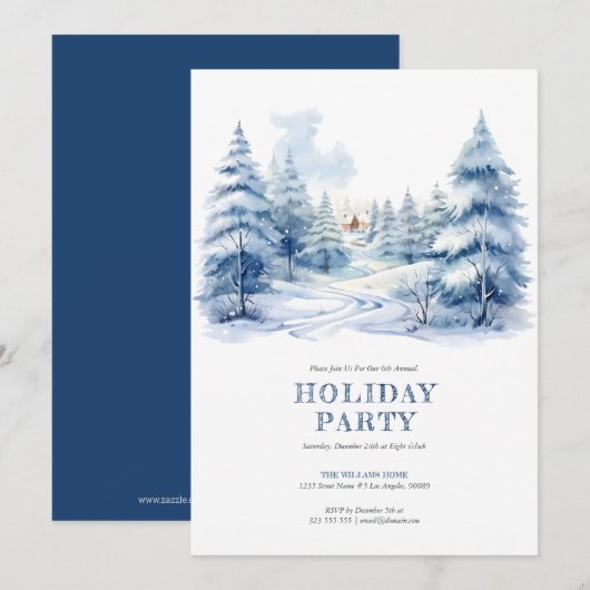 Winter Wonderland Vakantie Party Uitnodiging (Voorkant / Achterkant)