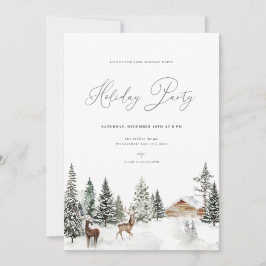 Winter Wonderland Vakantie Party Uitnodiging (Voorkant)