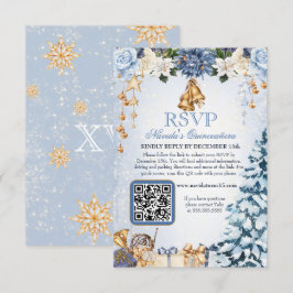 Winter Wonderland Vakantie Quinceanera QR Code RSVP Kaartje