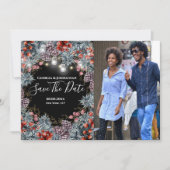 Winter wonderland vakantiefoto's zwart save the date (Voorkant)