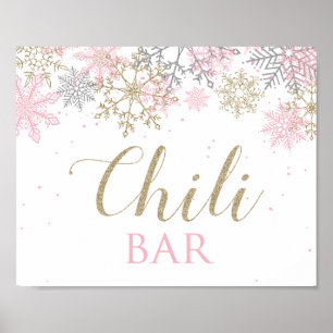 Winter Wonderland Verjaardag Chili Bar Bord Poster