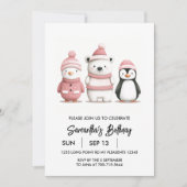 Winter Wonderland Verjaardag | Fuchsia Kaart (Voorkant)