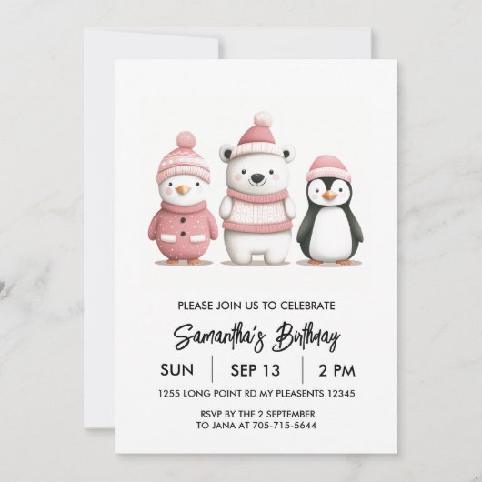 Winter Wonderland Verjaardag | Fuchsia Kaart (Voorkant)