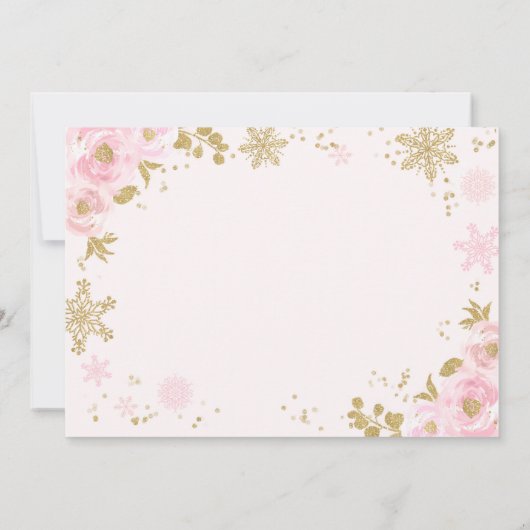 Winter Wonderland Verjaardag Goud Roze Sneeuwvlok Kaart (Achterkant)
