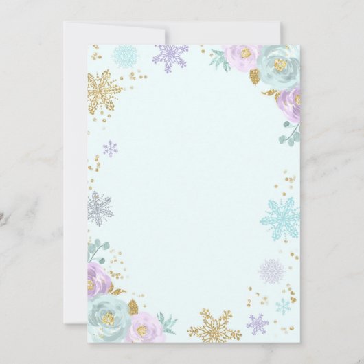 Winter Wonderland Verjaardag Gouden Paarse Sneeuwv Kaart (Achterkant)