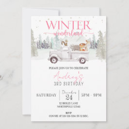 Winter Wonderland Verjaardag, Meisje 3e Verjaardag Kaart