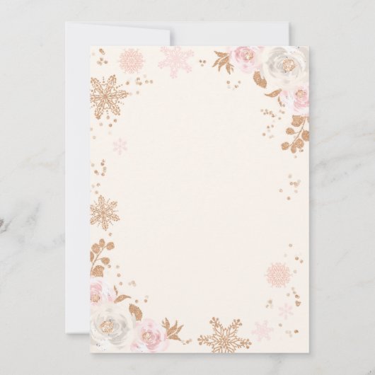 Winter Wonderland Verjaardag Roos Gold en Pink Kaart (Achterkant)