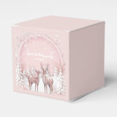 Winter Wonderland Verjaardag | Roze en herten Bedankdoosjes (Voorkant Zijde)