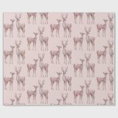 Winter Wonderland Verjaardag | Roze en herten Cadeaupapier (Vlak)