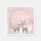Winter Wonderland Verjaardag servetten | Roze en h (Voorkant)