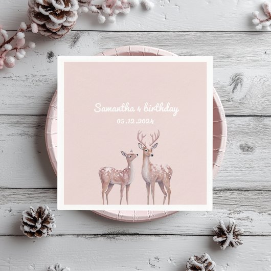 Winter Wonderland Verjaardag servetten | Roze en h