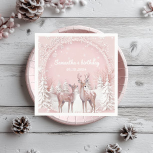 Winter Wonderland Verjaardag servetten   Roze en h